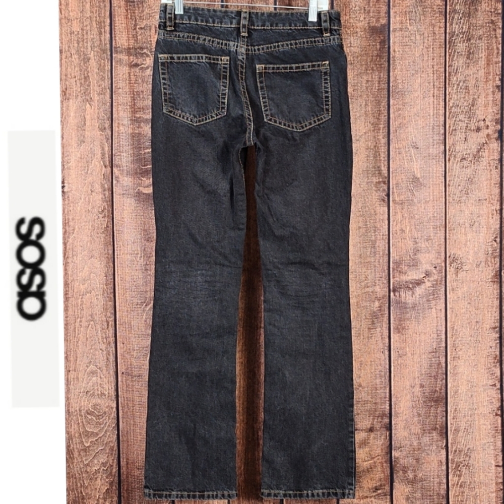 28x32 Mens Black Boot Cut Button Fly Jeans Excellent Condition